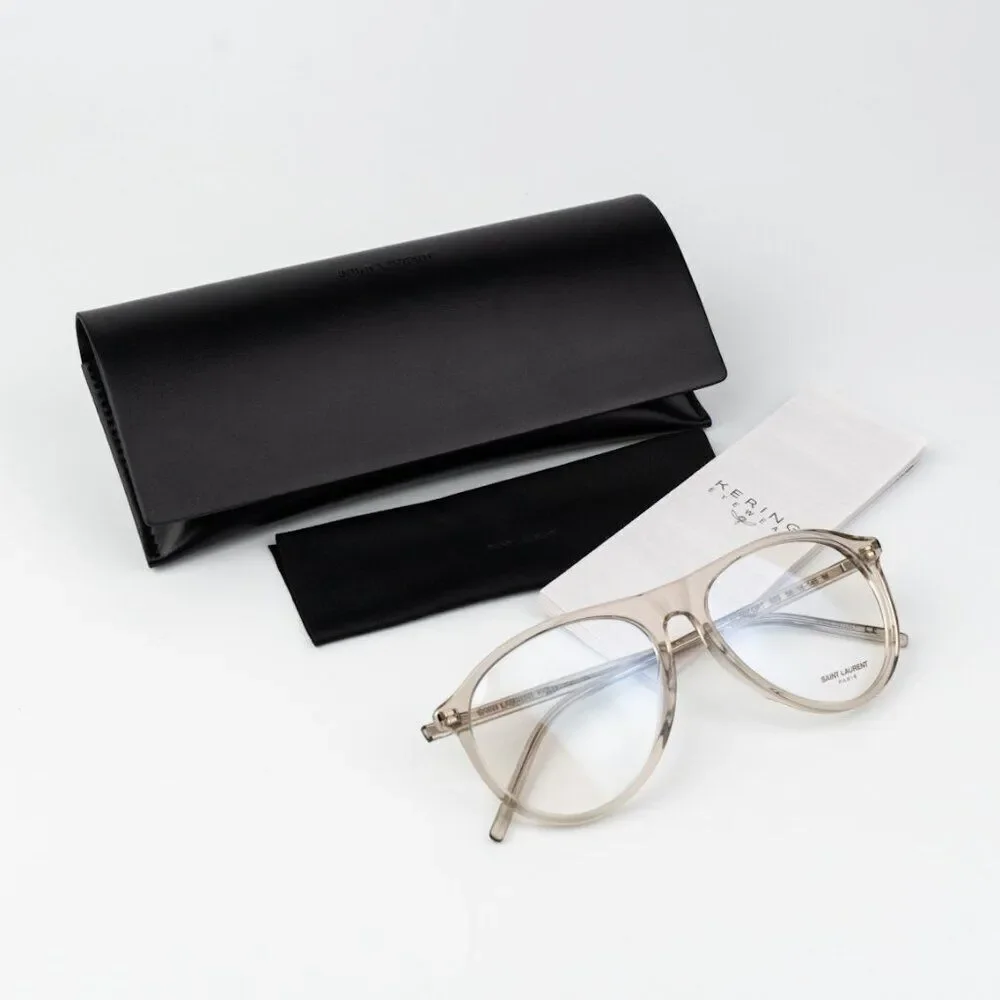 Saint Laurent Women Eyeglasses Transparent Beige Pilot SL667OPT 003 BRAND NEW
